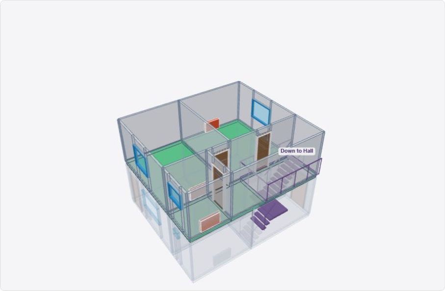 A two-storey home rendered by the Recoheat 3D modeller